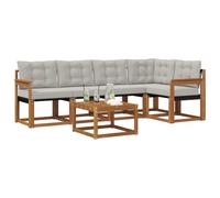vidaXL Ensemble de canapés d'extérieur 6 pcs Gris Naturel et Clair, Canape d'exterieur en Acacia, Salon Moderne, mobilier de Jardin Tendance pour Un Espace Relaxant et Cosy