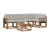 vidaXL Ensemble de canapés d'extérieur 6 pcs Gris Naturel et Clair, Canape d'exterieur en Acacia, Salon Moderne, mobilier de Jardin Tendance pour Un Espace Relaxant et Cosy