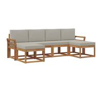 vidaXL Ensemble de canapés d'extérieur 6 pcs Gris Naturel et Clair, Canapé d'extérieur Tendance, mobilier de Jardin Robuste, Salon Chic au Bord de la Piscine, assises Patio polyvalentes