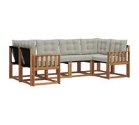 vidaXL Ensemble de canapés d'extérieur 6 pcs Gris Naturel et Clair, Collection Jardin Moderne, Ensemble canapé résistant pour extérieur, détente au Bord de la Piscine et Salon