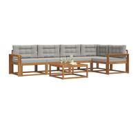vidaXL Ensemble de canapés d'extérieur 6 pcs Gris Naturel et Clair, Ensemble de Meubles de Jardin, canapé de Patio Moderne, Salon modulaire Durable, sièges extérieurs pour arrière-Cour, Piscine, Bois