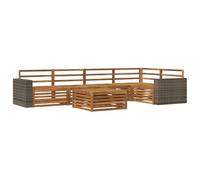 vidaXL Ensemble de canapés d'extérieur 6 pcs Naturel 79 x 79 x 37 cm, Canapé de Jardin modulaire, Salon d'extérieur résistant aux intempéries, Option de Confort sur la terrasse