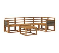 vidaXL Ensemble de canapés d'extérieur 6 pcs Naturel, Canapé de jardin, meubles sectionnels d'extérieur modernes, sièges durables pour terrasse, ensemble de salon de patio confortable pour se détendre