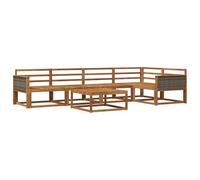 vidaXL Ensemble de canapés d'extérieur 6 pcs Naturel, Ensemble mobilier extérieur en Acacia, canapé Moderne, Coin Piscine Chic, Salon Patin élégante, sectionnel Jardin