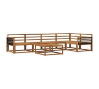 vidaXL Ensemble de canapés d'extérieur 6 pcs Naturel, Ensemble mobilier extérieur en Acacia, canapé Moderne, Coin Piscine Chic, Salon Patin élégante, sectionnel Jardin