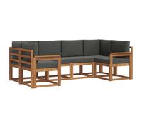 vidaXL Ensemble de canapés d'extérieur 6 pcs Naturel et Anthracite, Canapé d'angle en Bois d'acacia, Meuble de Patio Moderne et résistant, Solution d'assise pour Le Jardin, décoration pour la Cour