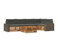 vidaXL Ensemble de canapés d'extérieur 6 pcs Naturel et Anthracite, Canapé de Jardin modulaire, Salon d'extérieur résistant aux intempéries, Option de Confort sur la terrasse