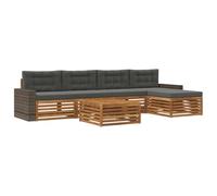 vidaXL Ensemble de canapés d'extérieur 6 pcs Naturel et Anthracite, Canapé de Patio, Ensemble Moderne, résistant aux intempéries, détente en Plein air, Coin cocooning pour Vos espaces