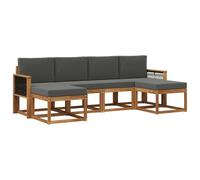 vidaXL Ensemble de canapés d'extérieur 6 pcs Naturel et Anthracite, Canapé d'Exterieur Élégant, Mobilier de Patio Moderne, Canapé Résistant au Temps, Design Chic pour Détente