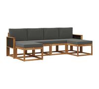 vidaXL Ensemble de canapés d'extérieur 6 pcs Naturel et Anthracite, Canapé d'Exterieur Élégant, Mobilier de Patio Moderne, Canapé Résistant au Temps, Design Chic pour Détente