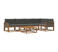 vidaXL Ensemble de canapés d'extérieur 6 pcs Naturel et Anthracite, Ensemble mobilier extérieur en Acacia, canapé Moderne, Coin Piscine Chic, Salon Patin élégante, sectionnel Jardin