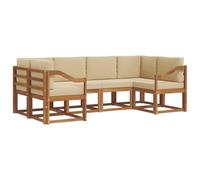 vidaXL Ensemble de canapés d'extérieur 6 pcs Naturel et Beige, Canapé d'angle en Bois d'acacia, Meuble de Patio Moderne et résistant, Solution d'assise pour Le Jardin, décoration pour la Cour