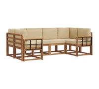 vidaXL Ensemble de canapés d'extérieur 6 pcs Naturel et Beige, Canapé d'angle en Bois d'acacia, Meuble de Patio Moderne et résistant, Solution d'assise pour Le Jardin, décoration pour la Cour
