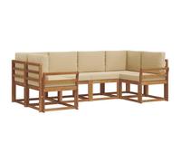 vidaXL Ensemble de canapés d'extérieur 6 pcs Naturel et Beige, Canapé d'angle en Bois d'acacia, Meuble de Patio Moderne et résistant, Solution d'assise pour Le Jardin, décoration pour la Cour