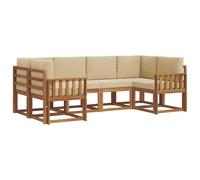 vidaXL Ensemble de canapés d'extérieur 6 pcs Naturel et Beige, Canapé d'angle en Bois d'acacia, Meuble de Patio Moderne et résistant, Solution d'assise pour Le Jardin, décoration pour la Cour