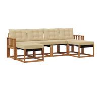 vidaXL Ensemble de canapés d'extérieur 6 pcs Naturel et Beige, Canapé de Jardin, Ensemble Moderne de Salon d'extérieur, mobilier Durable, Assise Confortable sur la terrasse