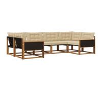 vidaXL Ensemble de canapés d'extérieur 6 pcs Naturel et Beige, Canapé de Jardin, Ensemble sectionnel extérieur Moderne, Meubles Robustes pour terrasse, Confort au Salon