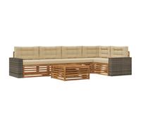 vidaXL Ensemble de canapés d'extérieur 6 pcs Naturel et Beige, Canapé de Jardin modulaire, Salon d'extérieur résistant aux intempéries, Option de Confort sur la terrasse