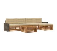 vidaXL Ensemble de canapés d'extérieur 6 pcs Naturel et Beige, Canapé de Patio, Ensemble Moderne, résistant aux intempéries, détente en Plein air, Coin cocooning pour Vos espaces