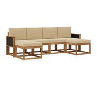 vidaXL Ensemble de canapés d'extérieur 6 pcs Naturel et Beige, Canapé d'Exterieur Élégant, Mobilier de Patio Moderne, Canapé Résistant au Temps, Design Chic pour Détente