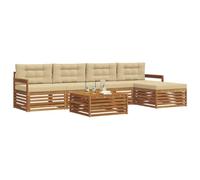 vidaXL Ensemble de canapés d'extérieur 6 pcs Naturel et Beige, Canapé d'extérieur, mobilier Moderne pour Patio, Coin Salon et terrasse, Set sectionnel Durable