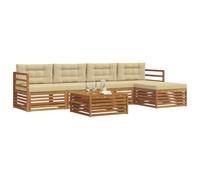 vidaXL Ensemble de canapés d'extérieur 6 pcs Naturel et Beige, Canapé d'extérieur, mobilier Moderne pour Patio, Coin Salon et terrasse, Set sectionnel Durable
