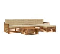 vidaXL Ensemble de canapés d'extérieur 6 pcs Naturel et Beige, Canapé d'extérieur, mobilier Moderne pour Patio, Coin Salon et terrasse, Set sectionnel Durable