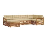 vidaXL Ensemble de canapés d'extérieur 6 pcs Naturel et Beige, Canapé d'extérieur Moderne, Ensemble sectionnel résistant pour Jardin, Salon Confortable, mobilier de terrasse