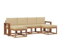 vidaXL Ensemble de canapés d'extérieur 6 pcs Naturel et Beige, Canapé d'extérieur Tendance, mobilier de Jardin Robuste, Salon Chic au Bord de la Piscine, assises Patio polyvalentes