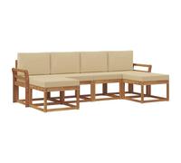 vidaXL Ensemble de canapés d'extérieur 6 pcs Naturel et Beige, Canapé d'extérieur Tendance, mobilier de Jardin Robuste, Salon Chic au Bord de la Piscine, assises Patio polyvalentes