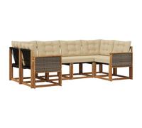 vidaXL Ensemble de canapés d'extérieur 6 pcs Naturel et Beige, Ensemble de canapés d'extérieur, Collection Jardin Moderne, Confort Durable, mobilier résistant aux intempéries