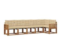 vidaXL Ensemble de canapés d'extérieur 6 pcs Naturel et Beige, Jardin, canapé d'extérieur Moderne, Salon Durable, mobilier de terrasse, Confortable et stylé
