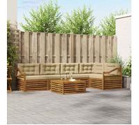 vidaXL Ensemble de canapés d'extérieur 6 pcs Naturel et Beige, Mobilier de jardin, canapé moderne,3373518