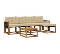 vidaXL Ensemble de canapés d'extérieur 6 pcs Naturel et Beige, Mobilier de Jardin, canapé Moderne, Ensemble sectionnel pour Balcon et Patio, Assise Durable pour se détendre