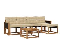 vidaXL Ensemble de canapés d'extérieur 6 pcs Naturel et Beige, Mobilier de Jardin, canapé Moderne, Ensemble sectionnel pour Balcon et Patio, Assise Durable pour se détendre