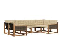 vidaXL Ensemble de canapés d'extérieur 6 pcs Naturel et Beige, Salon de Jardin, canapé modulable Moderne, mobilier extérieur, Coin terrasse pour se détendre