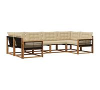 vidaXL Ensemble de canapés d'extérieur 6 pcs Naturel et Beige, Salon de Jardin, canapé modulable Moderne, mobilier extérieur, Coin terrasse pour se détendre