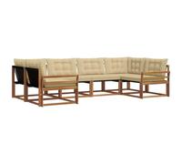 vidaXL Ensemble de canapés d'extérieur 6 pcs Naturel et Beige, Salon de Jardin, canapé modulable Moderne, mobilier extérieur, Coin terrasse pour se détendre