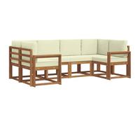 vidaXL Ensemble de canapés d'extérieur 6 pcs Naturel et Crème, Canapé d'angle en Bois d'acacia, Meuble de Patio Moderne et résistant, Solution d'assise pour Le Jardin, décoration pour la Cour