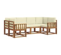 vidaXL Ensemble de canapés d'extérieur 6 pcs Naturel et Crème, Canapé d'angle en Bois d'acacia, Meuble de Patio Moderne et résistant, Solution d'assise pour Le Jardin, décoration pour la Cour