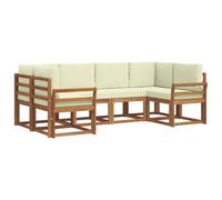 vidaXL Ensemble de canapés d'extérieur 6 pcs Naturel et Crème, Canapé d'angle en Bois d'acacia, Meuble de Patio Moderne et résistant, Solution d'assise pour Le Jardin, décoration pour la Cour