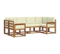 vidaXL Ensemble de canapés d'extérieur 6 pcs Naturel et Crème, Canapé d'angle en Bois d'acacia, Meuble de Patio Moderne et résistant, Solution d'assise pour Le Jardin, décoration pour la Cour