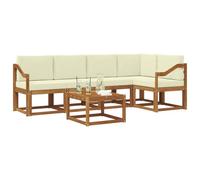 vidaXL Ensemble de canapés d'extérieur 6 pcs Naturel et Crème, Canapé de jardin, meubles sectionnels d'extérieur modernes, sièges durables pour terrasse, ensemble de salon de patio confortable pour se