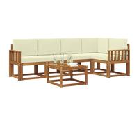 vidaXL Ensemble de canapés d'extérieur 6 pcs Naturel et Crème, Canapé de jardin, meubles sectionnels d'extérieur modernes, sièges durables pour terrasse, ensemble de salon de patio confortable pour se