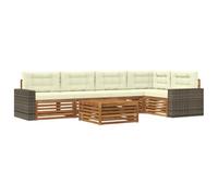 vidaXL Ensemble de canapés d'extérieur 6 pcs Naturel et Crème, Canapé de Jardin modulaire, Salon d'extérieur résistant aux intempéries, Option de Confort sur la terrasse