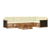 vidaXL Ensemble de canapés d'extérieur 6 pcs Naturel et Crème, Canapé de Jardin modulaire, Salon d'extérieur résistant aux intempéries, Option de Confort sur la terrasse