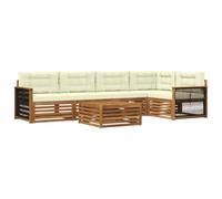vidaXL Ensemble de canapés d'extérieur 6 pcs Naturel et Crème, Canapé de Jardin modulaire, Salon d'extérieur résistant aux intempéries, Option de Confort sur la terrasse