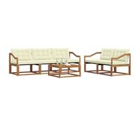 vidaXL Ensemble de canapés d'extérieur 6 pcs Naturel et Crème, Canape de Jardin, Sectionnel Moderne, Mobilier Extérieur, Salon Résistant, Confort sur Votre Terrasse