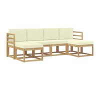 vidaXL Ensemble de canapés d'extérieur 6 pcs Naturel et Crème, Canapé d'Exterieur Élégant, Mobilier de Patio Moderne, Canapé Résistant au Temps, Design Chic pour Détente