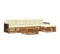 vidaXL Ensemble de canapés d'extérieur 6 pcs Naturel et Crème, Canapé d'extérieur, mobilier Moderne pour Patio, Coin Salon et terrasse, Set sectionnel Durable